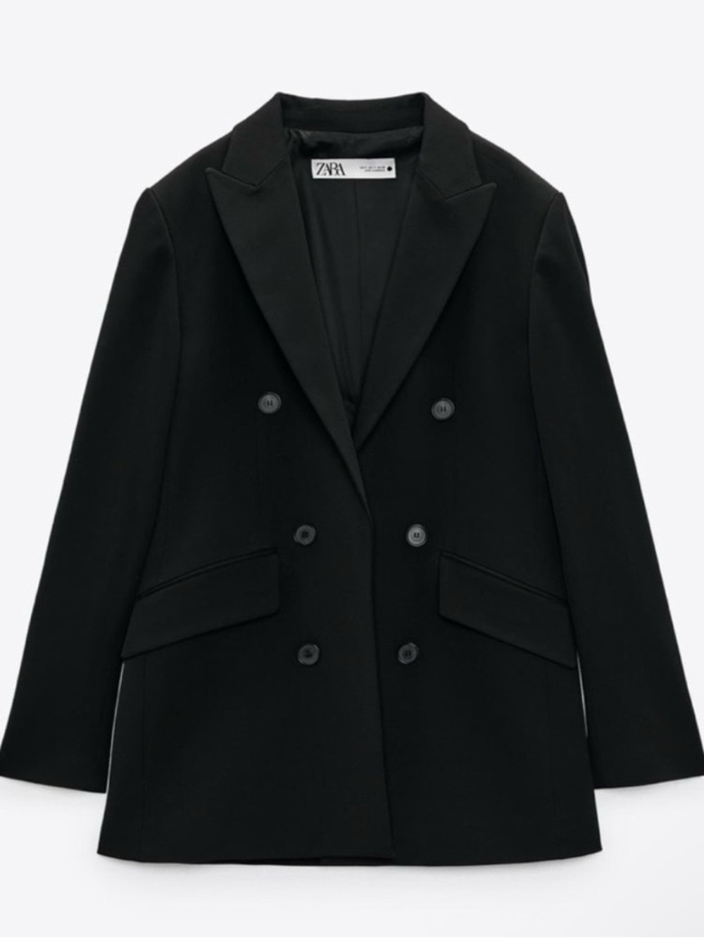 Zara Black Double-Breasted Blazer Jacket